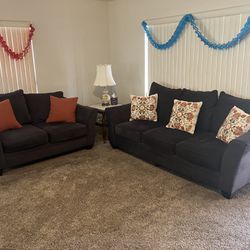 Couch / Sofa and love seat - dark grey 