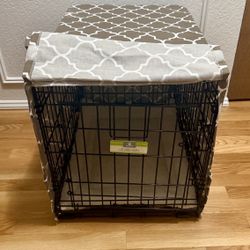 24” Double Door Crate With Bedding And Cover
