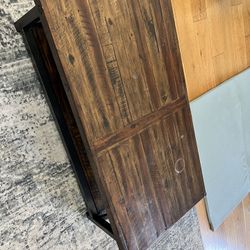 Dark Wood And Black Metal Coffee Table 