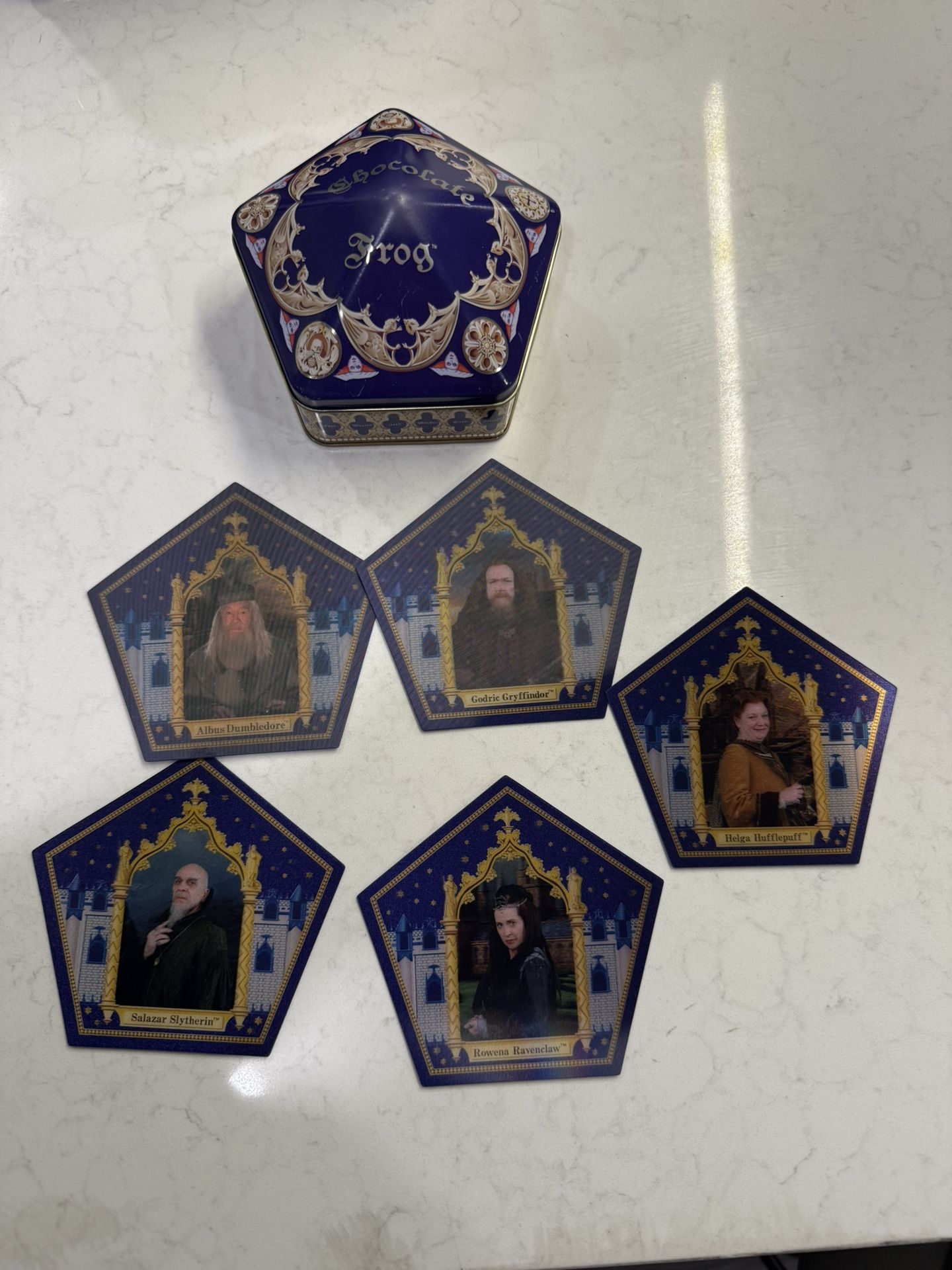 Harry Potter Chocolate Frog Cards Set of 5 with Collector Tin – Dumbledore, Founders