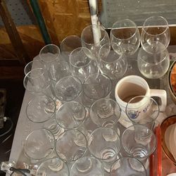 18 Glass Cups 6 Wine Glasses