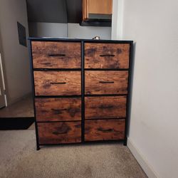 Fabric Dresser, Furniture Storage Tower Cabinet, Organizer for Living Room, Hallway, Closet, Sturdy Steel Frame, Wooden Top, Easy-to-Pull Fabric Bins