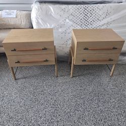 Modern Brown Wood 2-Drawer Nightstands — Excellent Condition (Pair)