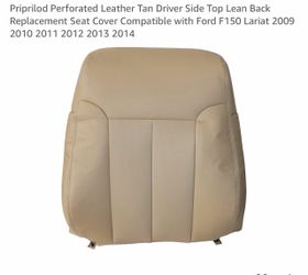 Priprilod Perforated Leather Tan Driver Side Top Lean Back Replacement Seat Cover Compatible with Ford F150 Lariat 2009 2010 2011 2012 2013 2014