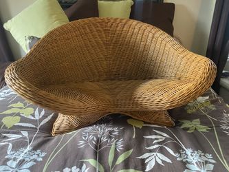Rare Vintage Wicker Rattan Meditation Lotus Chair Low Yoga Chair