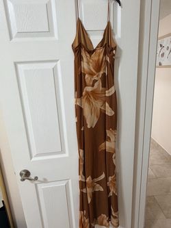 Brown Floral Maxi Slip Dress