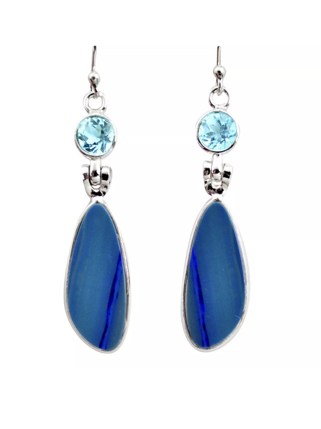 925 sterling silver blue opal earrings
