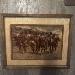 Vintage Remington Glass Picture 1970’s 