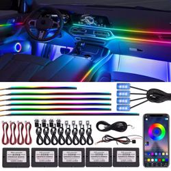 18 in 1 64 Color RGB Symphony Car Ambient Light Interior Acrylic Guide LED Strip Light Decoration Atmosphere Lamp by APP Control