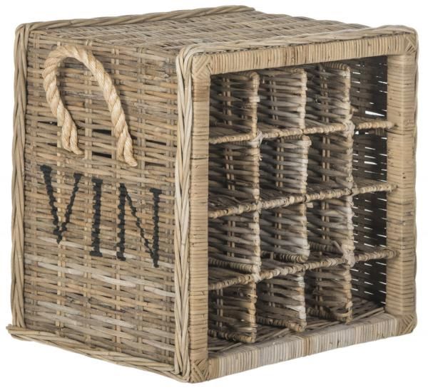 Safavieh Aziza 16-Bottle Wicker Wine Rack in Grey