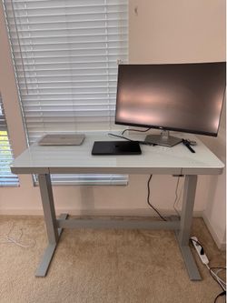 Like New Costco Electric Standing Desk –     w/ USB-C Charging, Storage Drawer & Tempered Glass Top