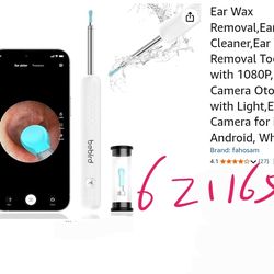 Ear Wax Removal,Ear Cleaner,Ear Wax Removal Tool with 1080P,Ear Camera Otoscope with Light,Ear Camera for iOS & Android, White Brand New