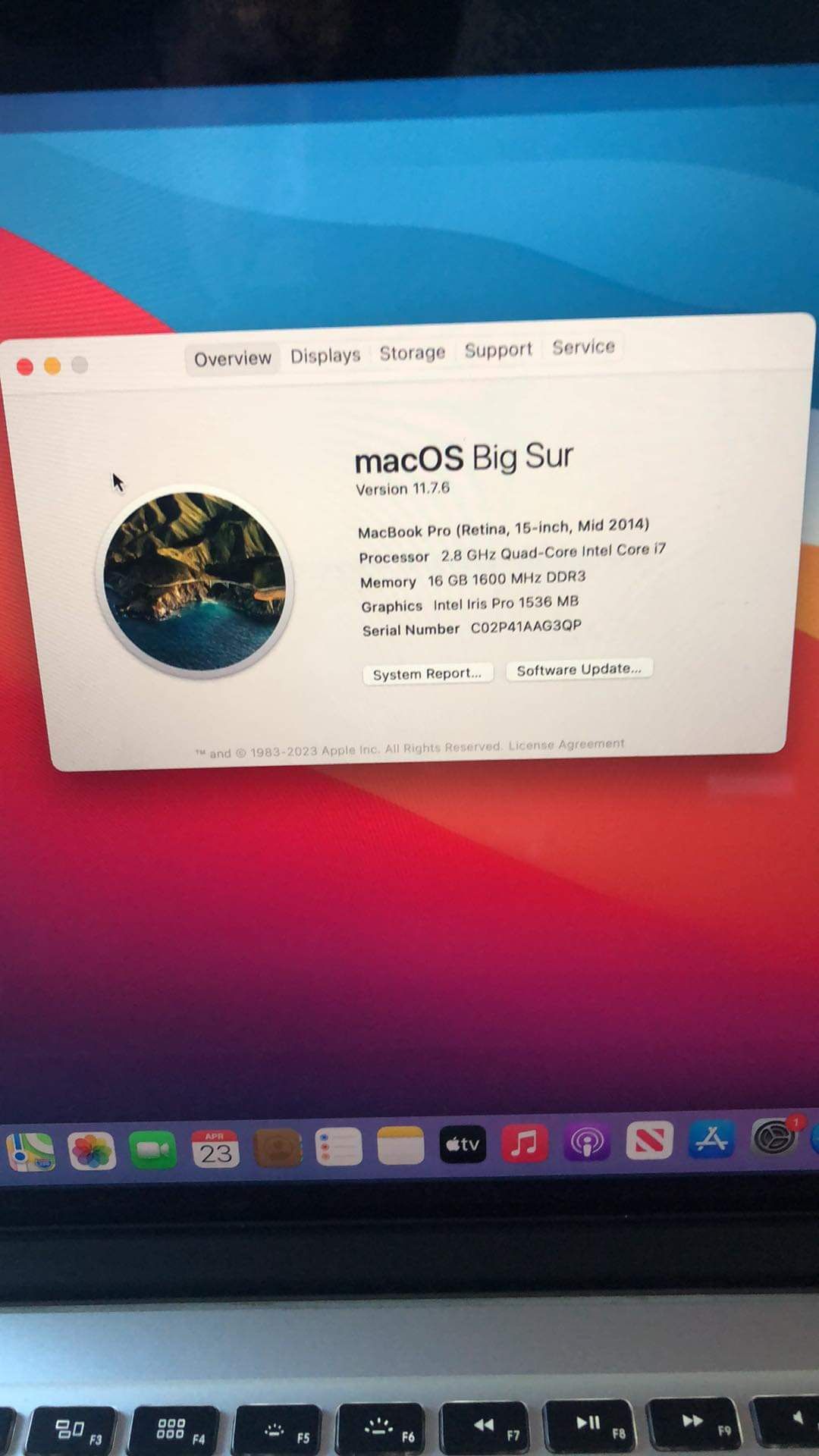 MacBook Pro I7 16 Gig 500 HDD 