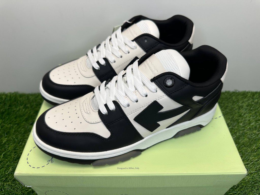 OFF WHITE OUT OF OFFICE CALF LEATHER PANDA NEW SNEAKERS SHOES SIZE 10 44 A5