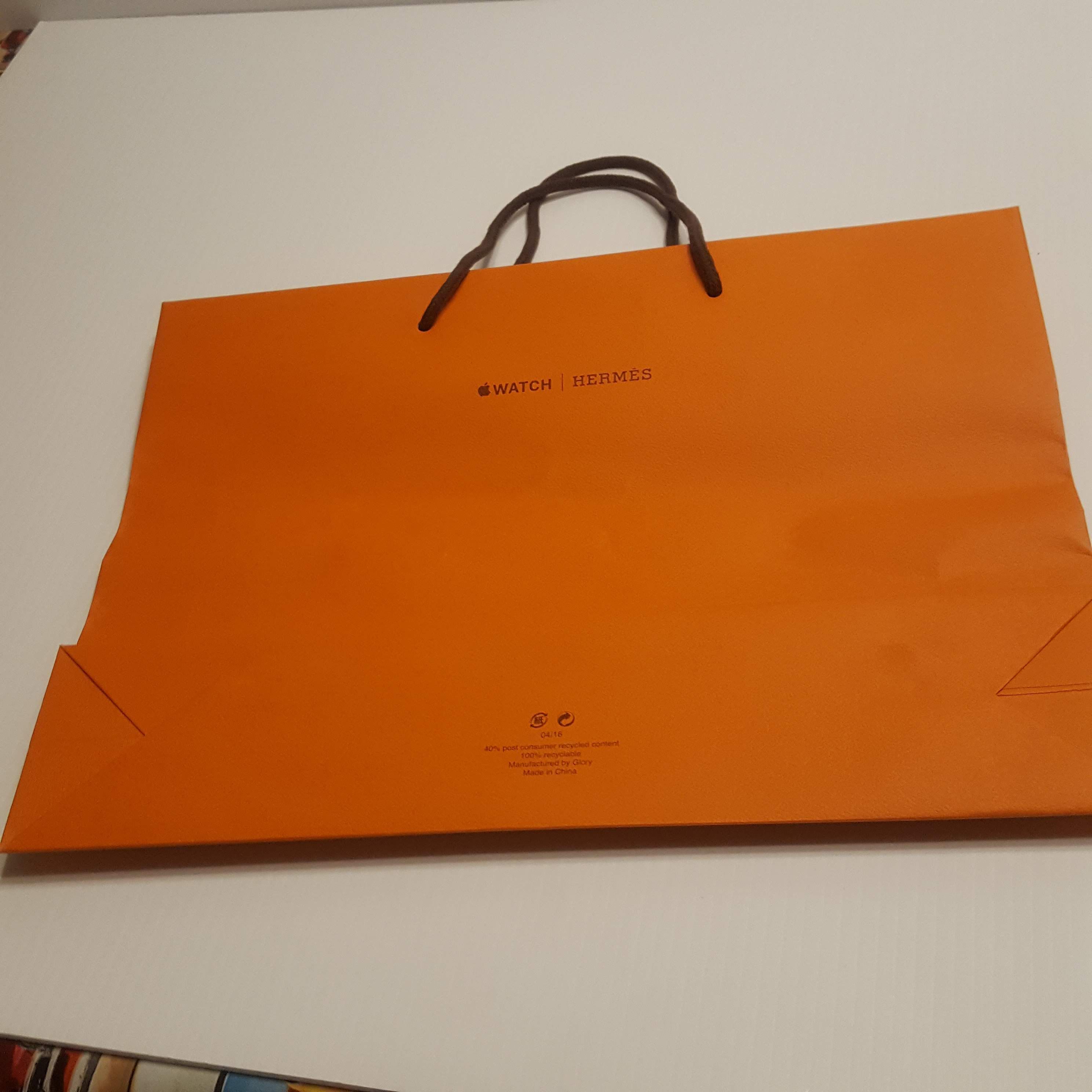Hermes Orange Shopping Gift Paper Bag . Size 11 x15x3.5”.