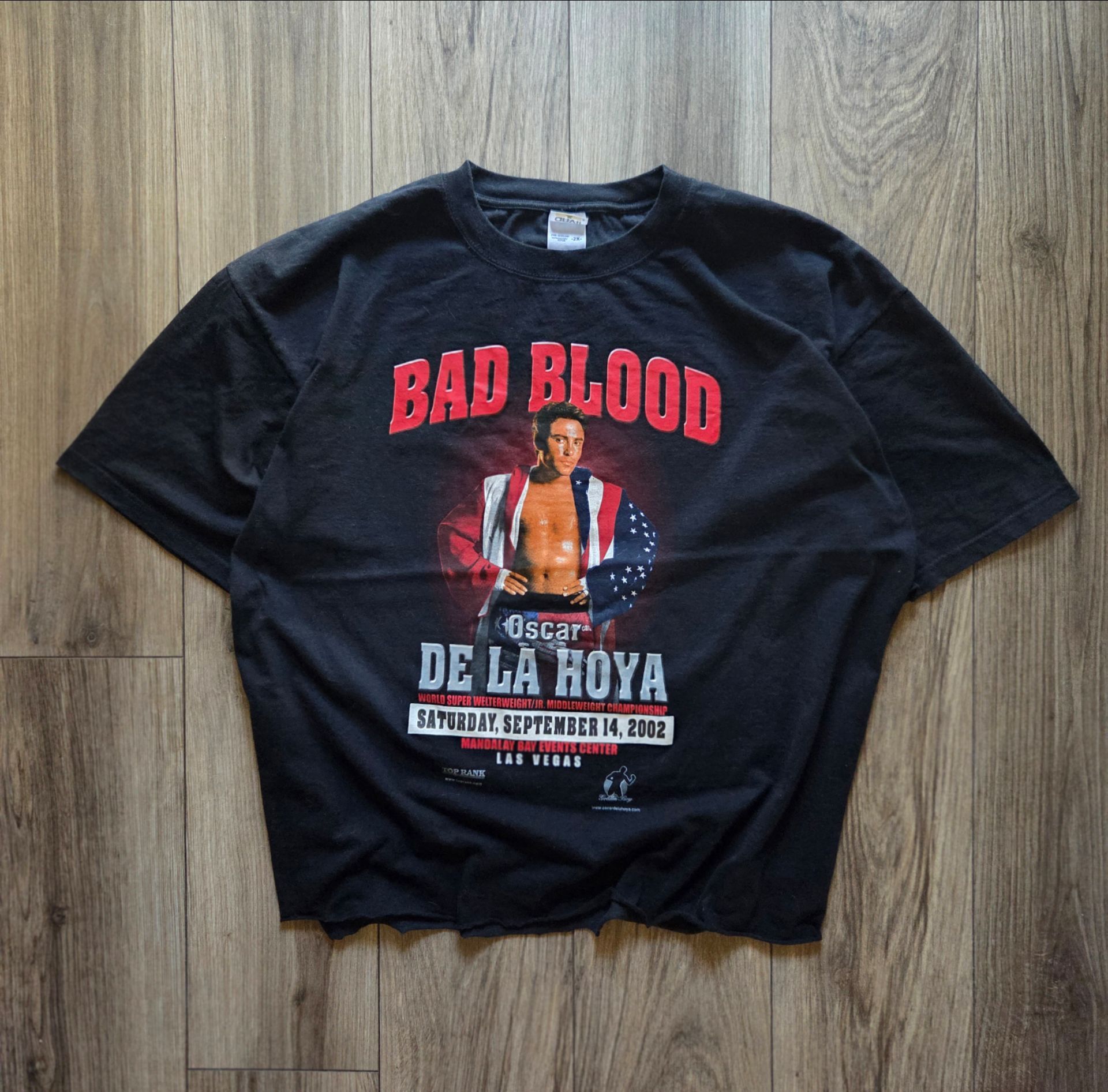 Vintage Oscar De La Hoya Official Fight T-Shirt Anvil Cropped Bad Blood XXL