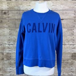 Calvin Klein Jeans Blue Crewneck Sweatshirt with CALVIN Logo, Size XL