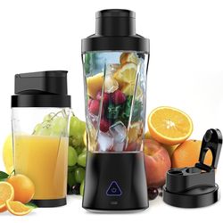 Portable Blender, 360W Personal Blender for Shakes and Smoothies for Kitchen, 24 Oz BPA Free Traveling Juicer Cup and Lid with 6 Blades, Self Cleaning