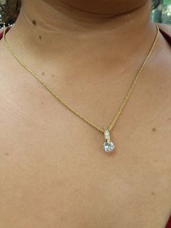14k gold Chain & pendant cz stone great buy for Valentine's day special
