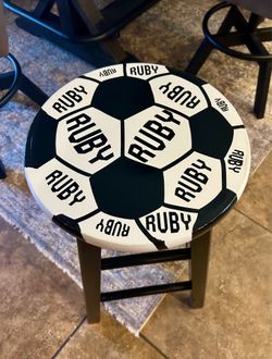 Personalized sports wooden stool
