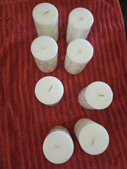 Unused 3" White Pillar Candles (8)