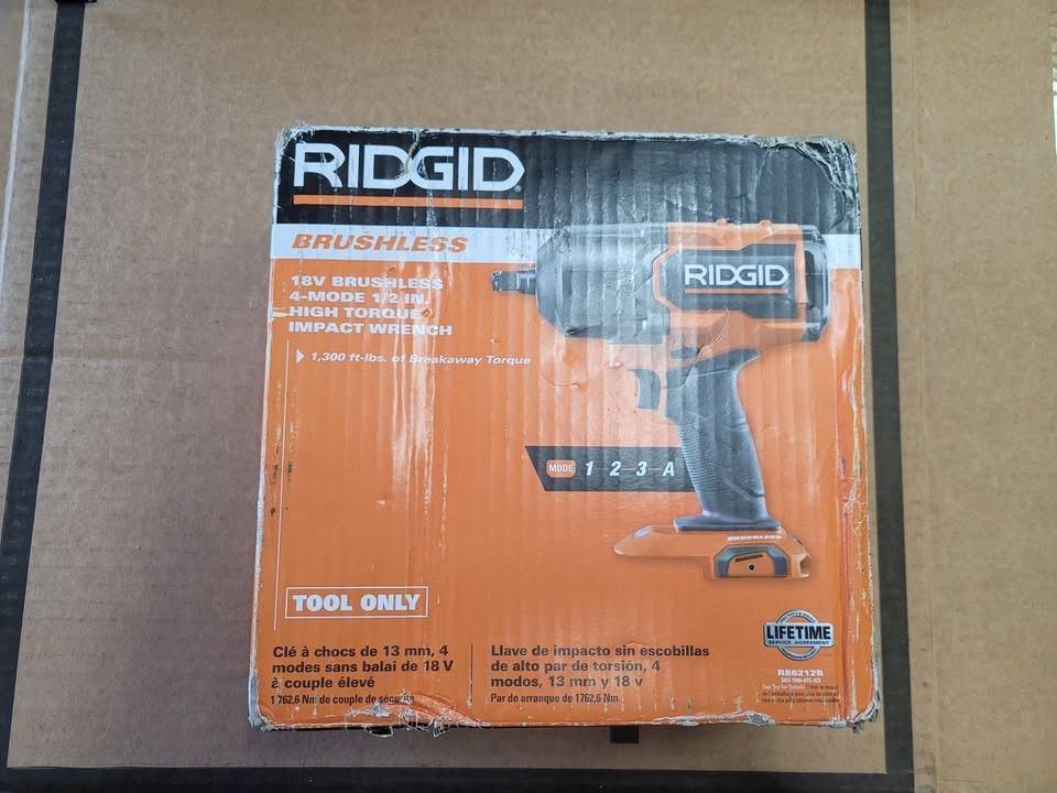 FREE BATTERY! NEW RIDGID R86212B 18V Brushless 4-Mode 1/2" High-Torque Impact Wrench - Tool Only