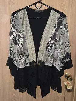 Spencer Alexis Silk Whimsigoth Artsy Lagenlook Floral Lace Patchwork Draped Stevie Top