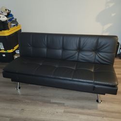 Black Leather Futon 
