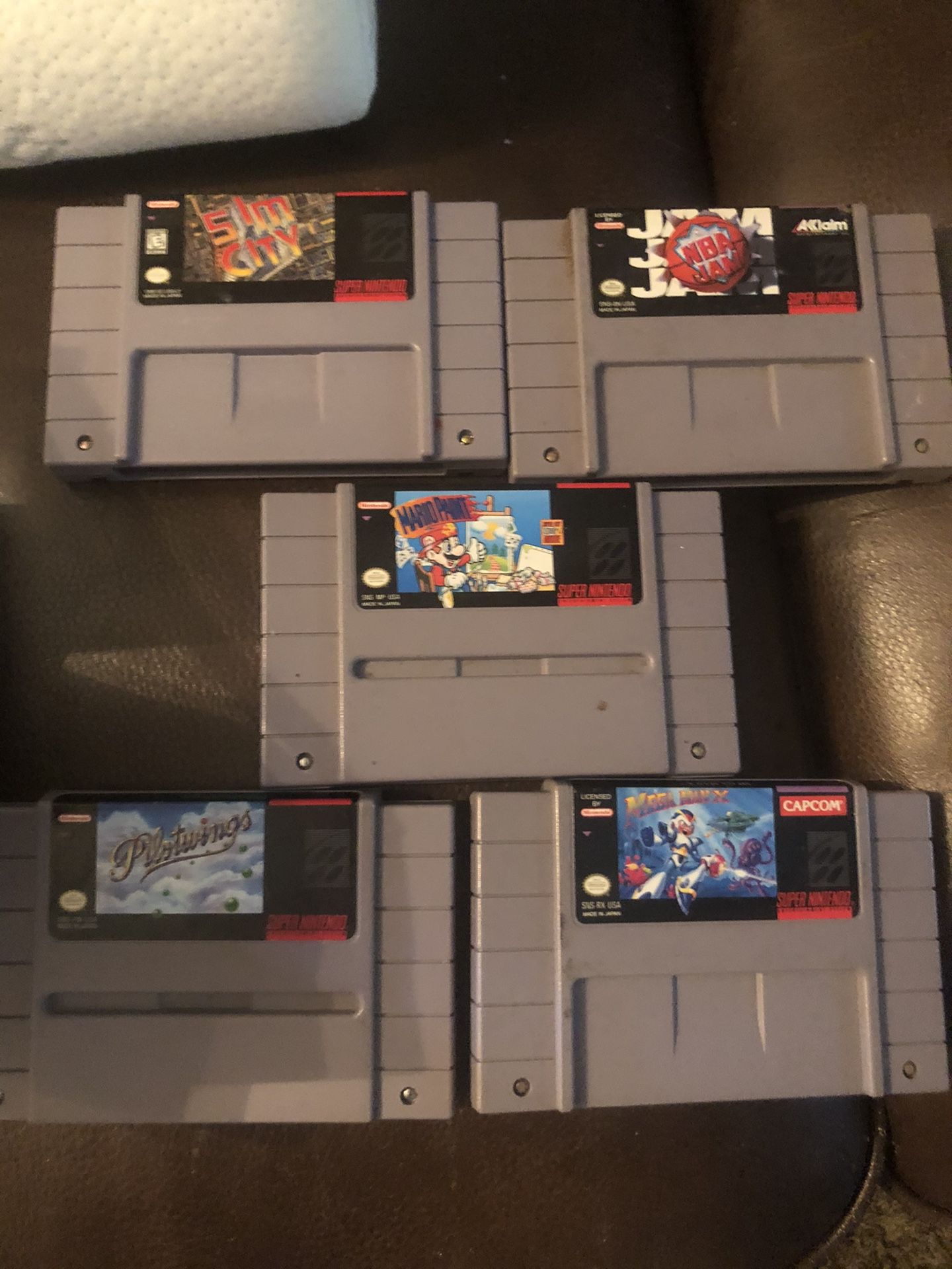 Super Nintendo Mega Man X NBA Jam Mario Paint Pilot Wing Sim City