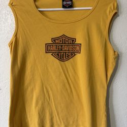 Harley Davidson Women’s Mustard Yellow Tank Top Logo Size XL