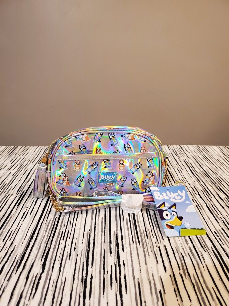 Bluey and Bingo Iridescent Crossbody Bag with Chain and Tassel
