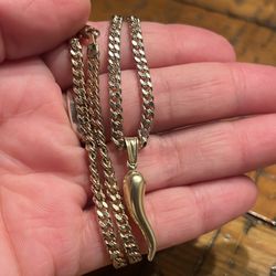 Italian Horn Charm With Chain