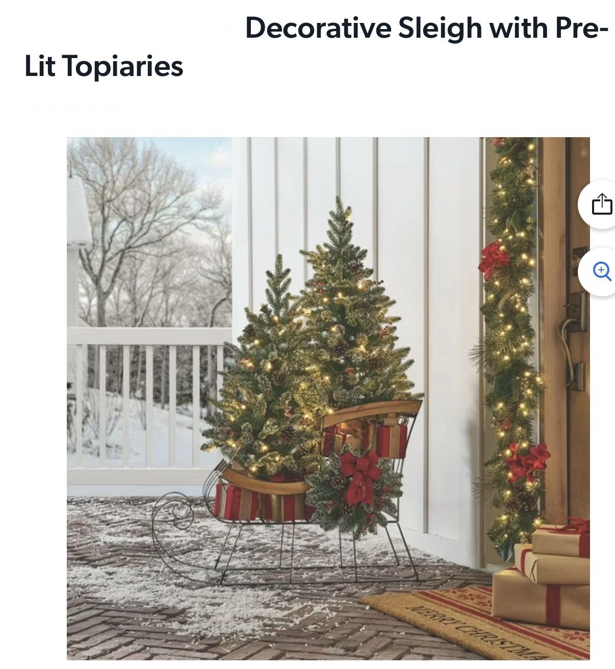 Decorative Sleigh with Pre-Lit Topiaries