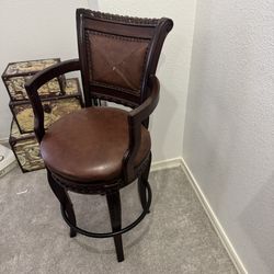 Leather Bar Stool / Counter Chair – Solid Wood
