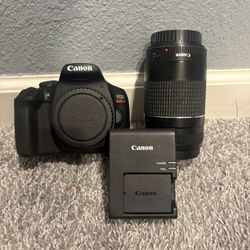 Canon Eos Rebel T7 + Ef-S 75-300 USM Mount Lens + Charger + Battery