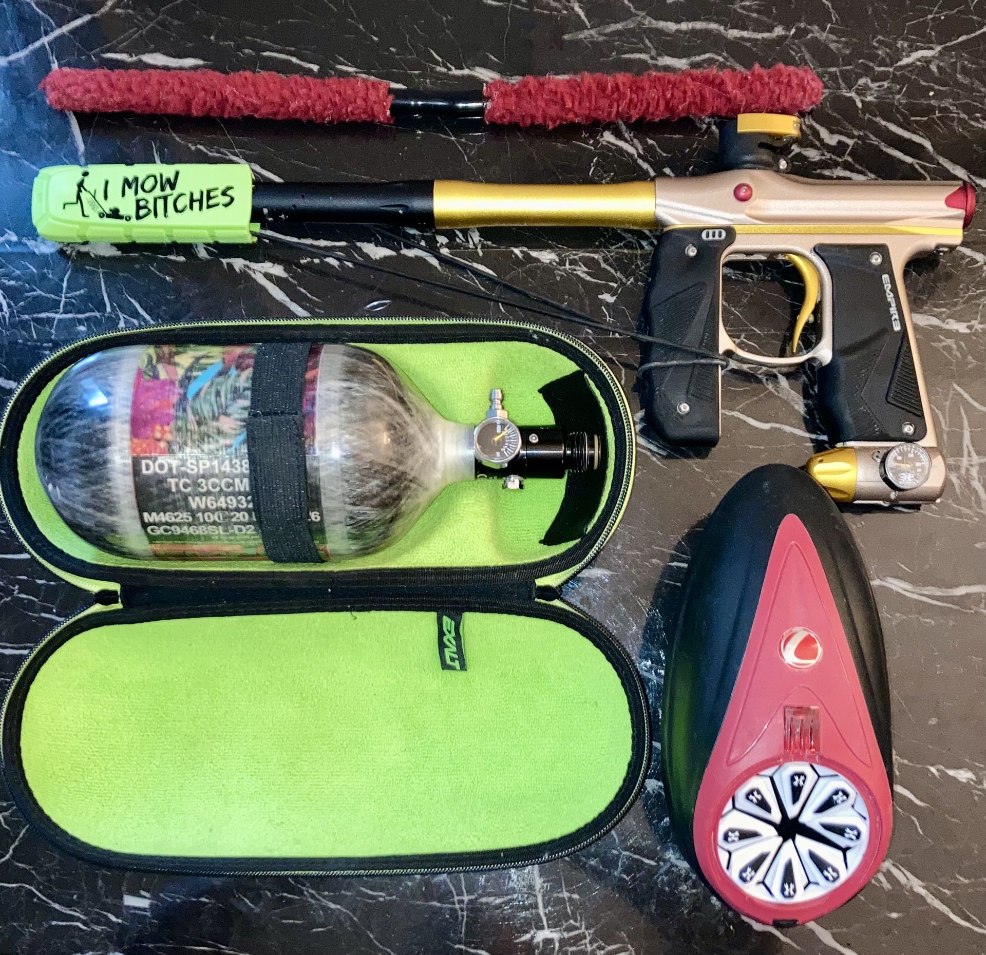 Empire Paintball Marker Setup – w/ Dye LT-R Loader, Carbon Fiber Tank & Accessories