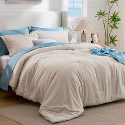Bedsure King Size Comforter Set - Beige King Comforter , Soft Bedding for All Seasons, Cationic Dyed Bedding , 3 Pieces, 1 Comforter (104"x90")  (20"x