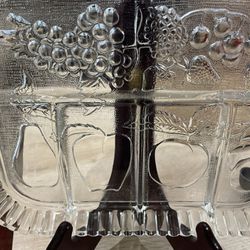 Vintage Indiana Crystal Divided Glass Dish