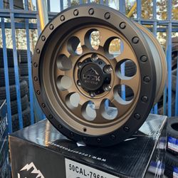 New Rims (4) Brand Lock Size 17x9 Installed Color Matte Desert Bronze W Matte Black Ring