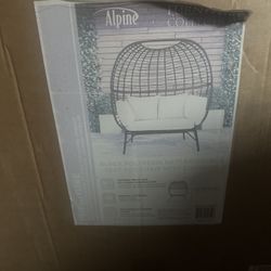 Black polyresin Double Seat Egg Chair With Cushions  