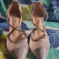 Silver Glitter, and  Rhinestone 3 Inch Heel Great For Dancing 