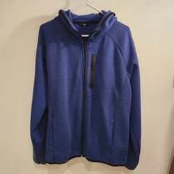 UNIQLO Men's Hooded Jacket Full Zip Stretch Blue Size XL