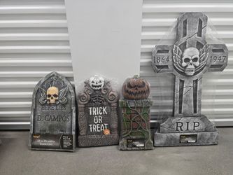 Spirit Halloween Tombstone Decorations Set of 4