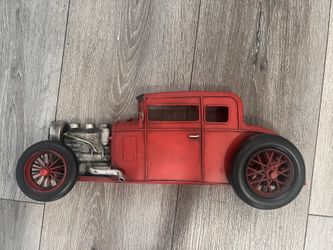 Red Metal Ford Hot Rat Rod Coupe 3-D Wall Hanging Chopped nice wall decor exposed engine it has moving wheels