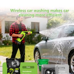 Cordless Pressure Washer 1450PSI Portable Power Washer w/6-in-1 Nozzle for House