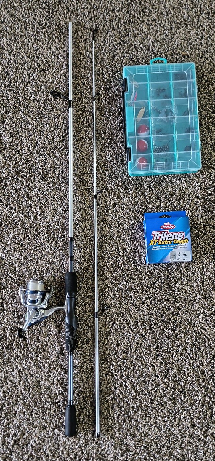 Brand New Fishing Kit Okuma Rod Reel Evolution Tackle Box with Supplies - Great Gift Idea