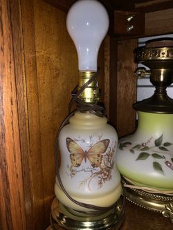Antique ceramic butterfly lamp