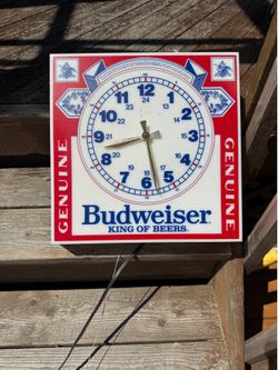 Budweiser clock and Michelob lighted sign
