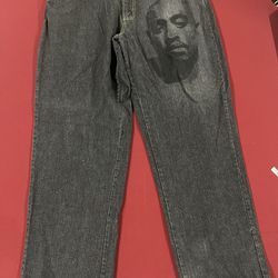 Makaveli Branded Jeans has Tupac Picture on  Mens Size W 40/ L 34
