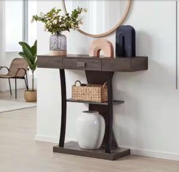 34” Espresso Standard Rectangle Console Table with Drawers - brand new
